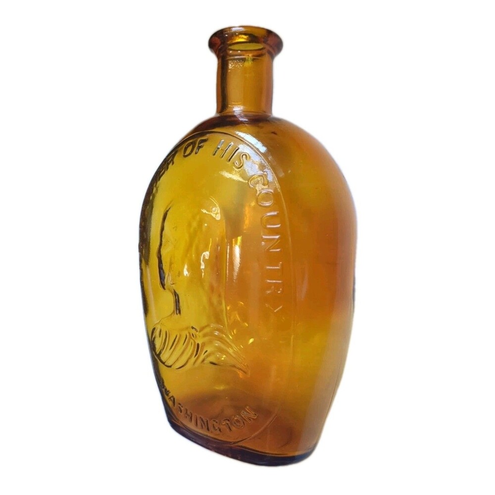 Vintage Bottle Glass Empire Glassworks The Father Of His Country Embossed Flask - Picture 4 of 10